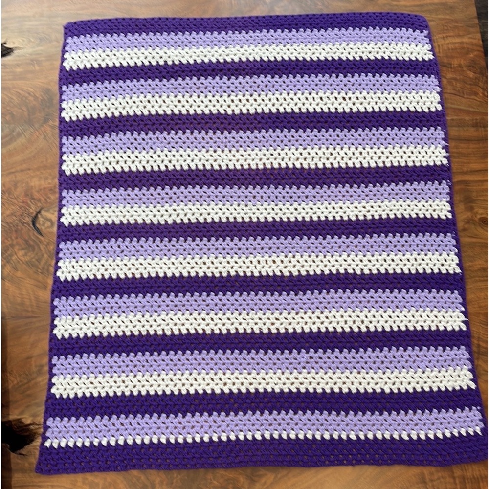 Crochet baby blanket - lovely purple, lavender and white. Beautiful blanket.